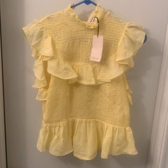 Cinq à Sept Yellow Ruffle Top - Picture 14 of 15